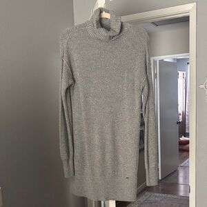 Hollister Light Gray Ribbed Turtleneck Sweater Dress